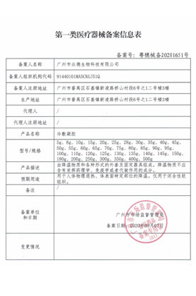 第一類醫(yī)療器械備案信息表